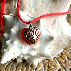 Hand made resin heart with silver vintage lace heart attached pendant